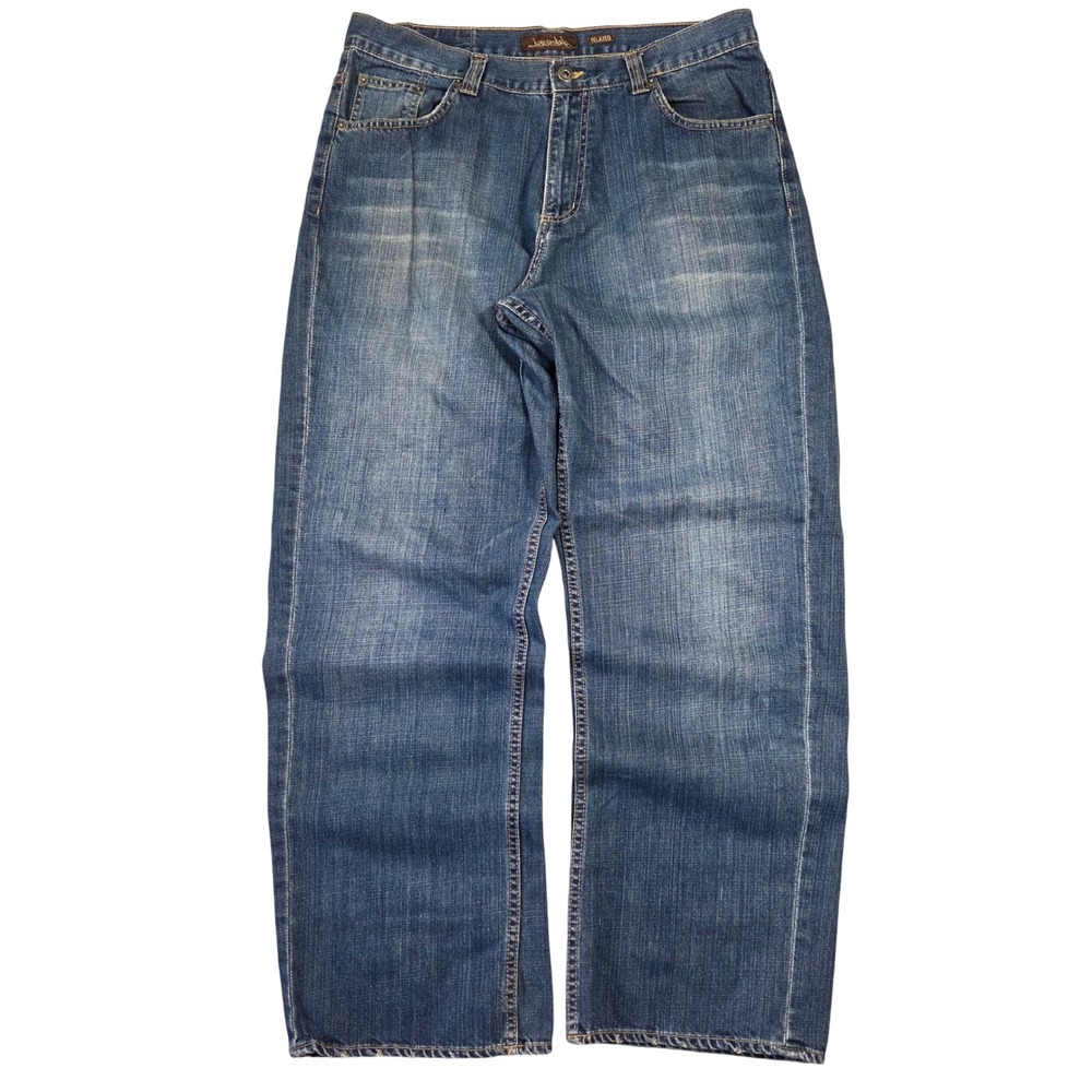 Y2k Aeropostale Relaxed Fit Wide Leg Jeans Mens 34x32 Blue Cotton Denim Skater